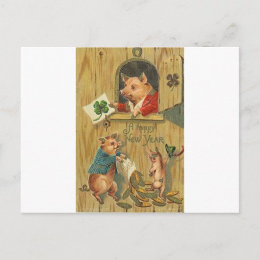 hoefijzer en varkens briefkaart (Voorkant)