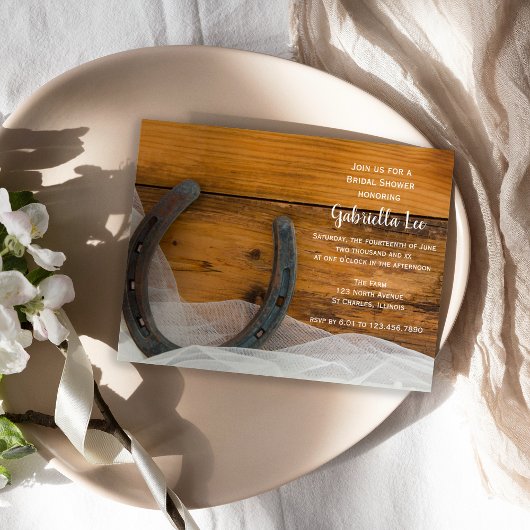 Hoefijzer en Veil Country Barn Vrijgezellenfeest Kaart