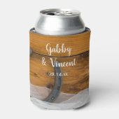 Hoefijzer en Veil Country Barn Wedding Favor Blikjeskoeler (Blikje Voorkant)