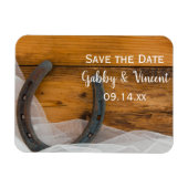 Hoefijzer en Veil Country Wedding Save the Date Magneet (Horizontaal)