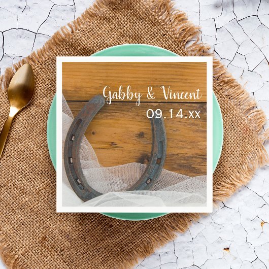 Hoefijzer en Veil Country Western Wedding Servet