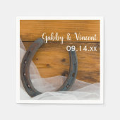 Hoefijzer en Veil Country Western Wedding Servet (Voorkant)