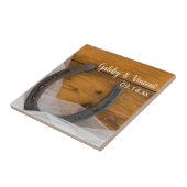 Hoefijzer en Veil Country Western Wedding Tegeltje (Zijkant)