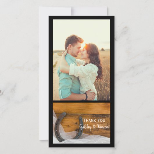 Hoefijzer en Veil Western Barn Wedding Bedankt (Voorkant)