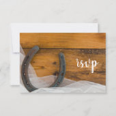 Hoefijzer en Veil Western Barn Wedding RSVP (Voorkant)