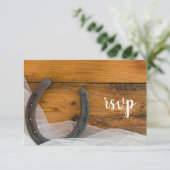 Hoefijzer en Veil Western Barn Wedding RSVP (Staand voorkant)