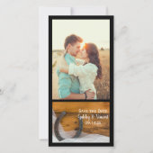 Hoefijzer en Veil Western Wedding Save the Date (Voorkant)
