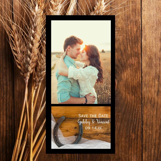 Hoefijzer en Veil Western Wedding Save the Date