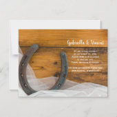 Hoefijzer en Veil Western Wedding Save the Date Magnetische Uitnodiging (Voorkant)