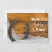 Hoefijzer en Veil Westerne bruiloft Bedankkaart (Voorkant)