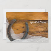 Hoefijzer en Veil Westerne Engagement Party Kaart (Voorkant)