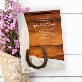 Hoefijzer en White Satin Western Engagement Party Kaart