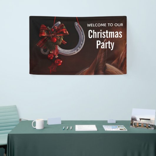 Hoefijzer Foto van Equestrian Kersthanging Spandoek (Beurs)