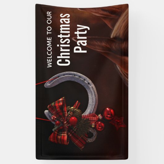 Hoefijzer Foto van Equestrian Kersthanging Spandoek (Verticaal)