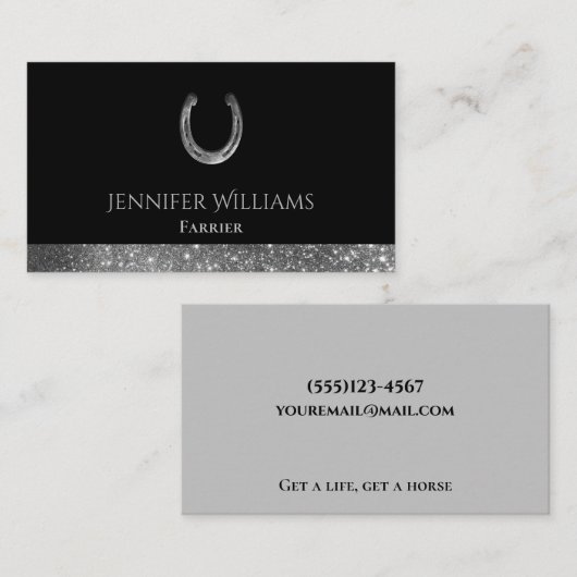 Hoefijzer Glitter Equestrian Horse Farrier Service Visitekaartje (Voorkant / Achterkant)
