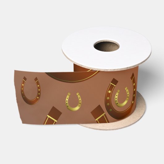 hoefijzer, goud bruin patroon satijnen lint (Spoel)