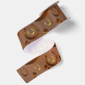 hoefijzer, goud bruin patroon satijnen lint (Achterkant)