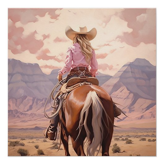Hoefijzer Harmony: Cowgirl kunst aan de muur Perfect Poster (Voorkant)