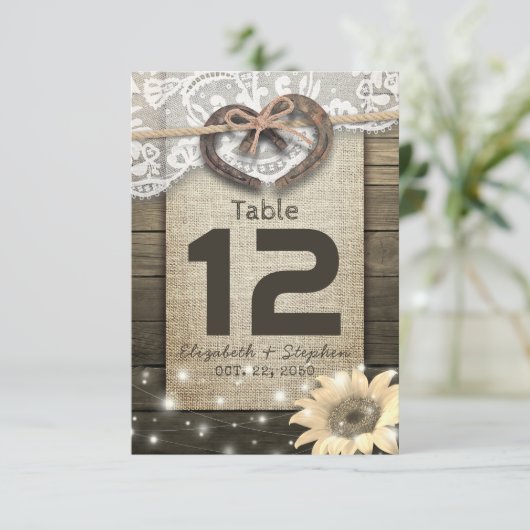 Hoefijzer - hartwuwtafel nummer plaats kaart (Staand voorkant)