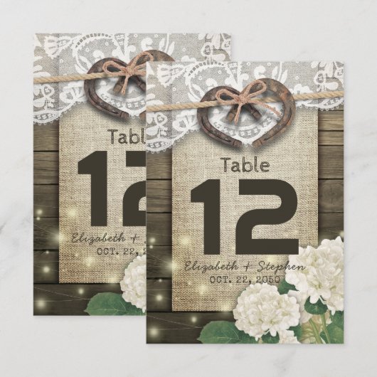 Hoefijzer - hartwuwtafel nummer plaats kaart (Voorkant / Achterkant)