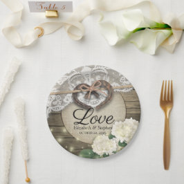 Hoefijzer Heart Lace Hydrangea Wood Weddenschap Sh Papieren Bordje