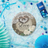 Hoefijzer Heart Lace Hydrangea Wood Weddenschap Sh Papieren Bordje (Feest)