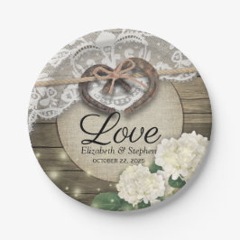 Hoefijzer Heart Lace Hydrangea Wood Weddenschap Sh Papieren Bordje