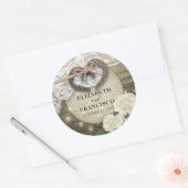 Hoefijzer Heart Lace Hydrangea Wood Weddenschap Sh Ronde Sticker (Envelop)