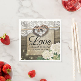 Hoefijzer Heart Lace Hydrangea Wood Weddenschap Sh Servet