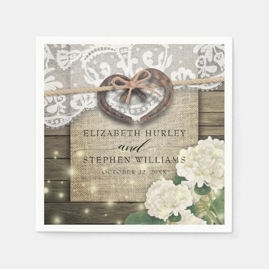 Hoefijzer Heart Lace Hydrangea Wood Weddenschap Sh Servet (Voorkant)