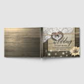 Hoefijzer Heart Lace Sunflower Wood Weddenschap Gastenboek (Volledig)