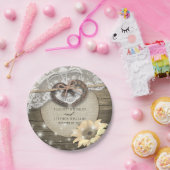 Hoefijzer Heart Lace Sunflower Wood Weddenschap Papieren Bordje (Feest)