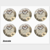 Hoefijzer Heart Lace Sunflower Wood Weddenschap Ronde Sticker (Vel)