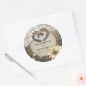 Hoefijzer Heart Lace Sunflower Wood Weddenschap Ronde Sticker (Envelop)