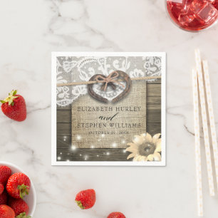 Hoefijzer Heart Lace Sunflower Wood Weddenschap Servet