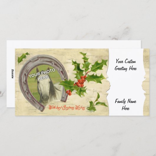 Hoefijzer Holly Custom Feestdagenkaart (Voorkant / Achterkant)