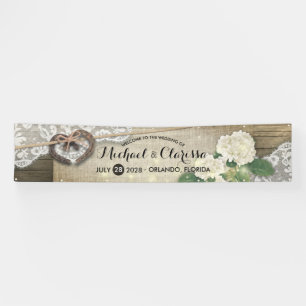Hoefijzer Hydrangea Land Rustic Wedding Welkom Spandoek