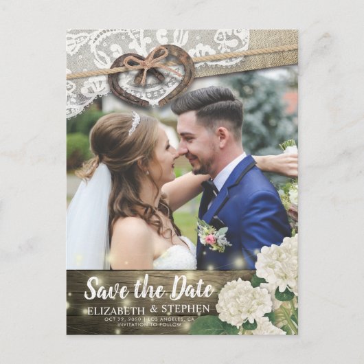 Hoefijzer Hydrangea Weddenschap Opslagdatum FOTO Briefkaart (Voorkant)