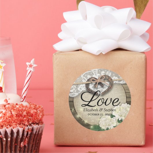 Hoefijzer Hydrangea Wood Land Weddenschap Hartelij Ronde Sticker (Feest)