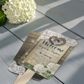 Hoefijzer Hydrangea Wood Wedding Programs Hand Fan Handwaaier