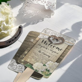 Hoefijzer Hydrangea Wood Wedding Programs Hand Fan Handwaaier