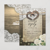 Hoefijzer Hydrangea Wood Wedding RSVP Kindly Reply (Voorkant / Achterkant)