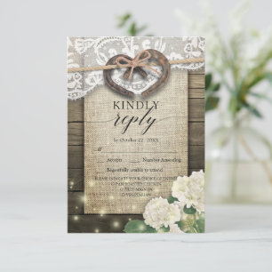 Hoefijzer Hydrangea Wood Wedding RSVP Kindly Reply