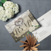 Hoefijzer Hydrangea Wood Wedding RSVP Kindly Reply Uitnodiging Briefkaart