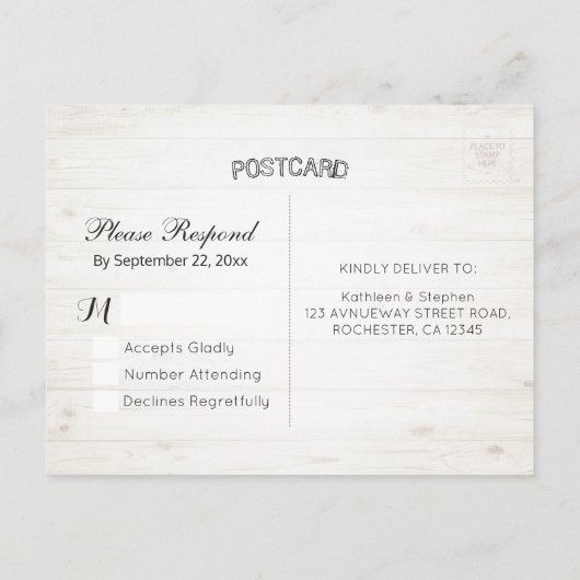 Hoefijzer Hydrangea Wood Wedding RSVP Kindly Reply Uitnodiging Briefkaart (Achterkant)