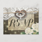 Hoefijzer Hydrangea Wood Wedding RSVP Kindly Reply Uitnodiging Briefkaart (Voorkant)