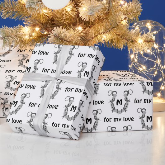 Hoefijzer in Barbed Wire Monogram Cadeaupapier (Feestdagen)