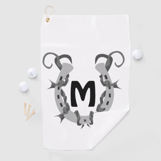Hoefijzer in Barbed Wire Monogram Golfhanddoek (Insitu)