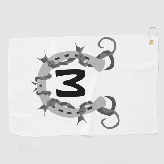 Hoefijzer in Barbed Wire Monogram Golfhanddoek (Horizontaal)