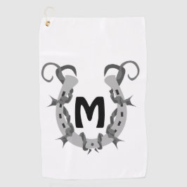 Hoefijzer in Barbed Wire Monogram Golfhanddoek